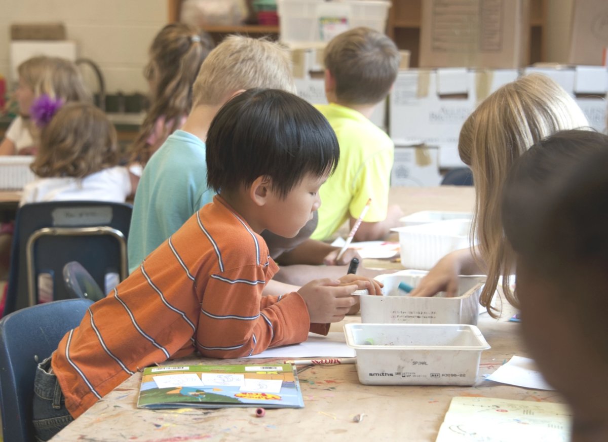 Scholar in art class