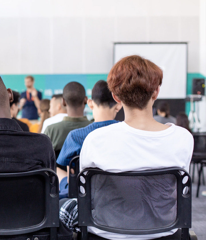 Students listening in class